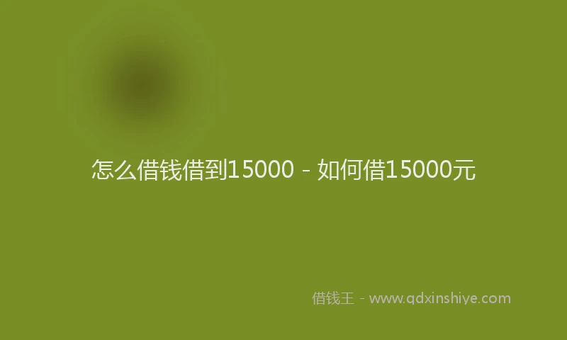怎么借钱借到15000 - 如何借15000元