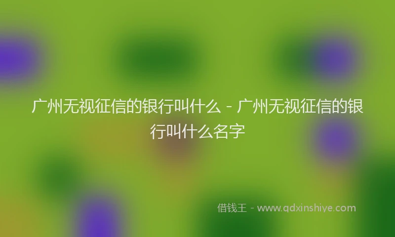 广州无视征信的银行叫什么 - 广州无视征信的银行叫什么名字