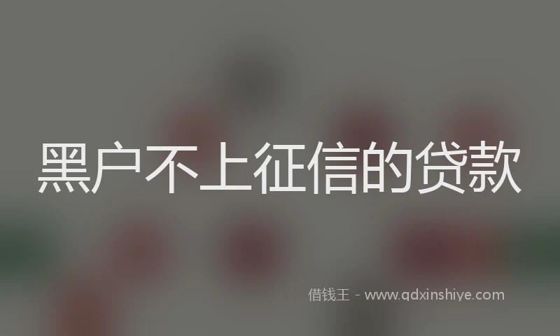 黑户不上征信的贷款