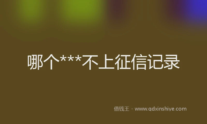 哪个***不上征信记录