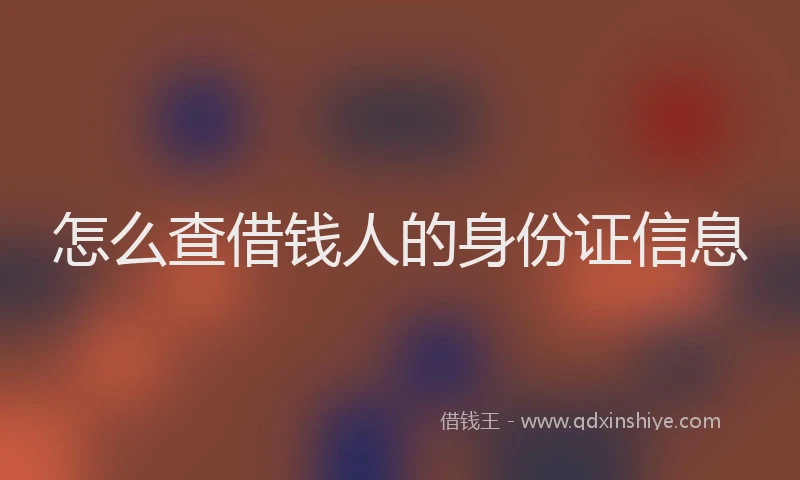 怎么查借钱人的身份证信息
