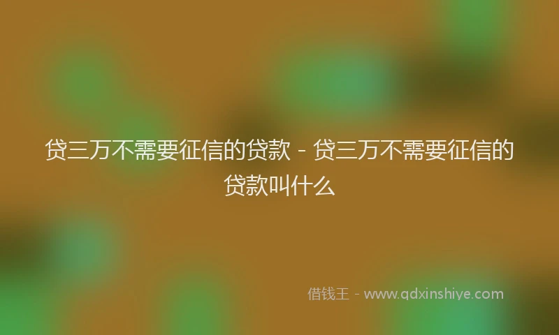 贷三万不需要征信的贷款 - 贷三万不需要征信的贷款叫什么