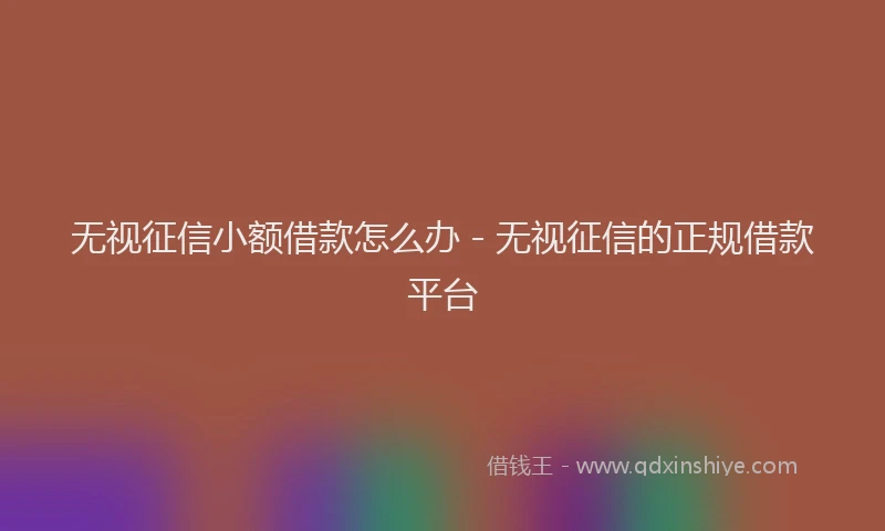 无视征信小额借款怎么办 - 无视征信的正规借款平台