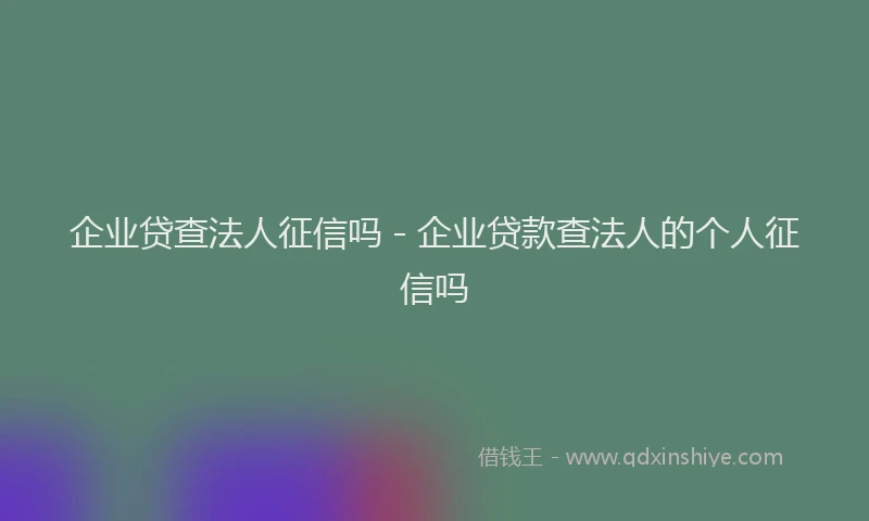 企业贷查法人征信吗 - 企业贷款查法人的个人征信吗