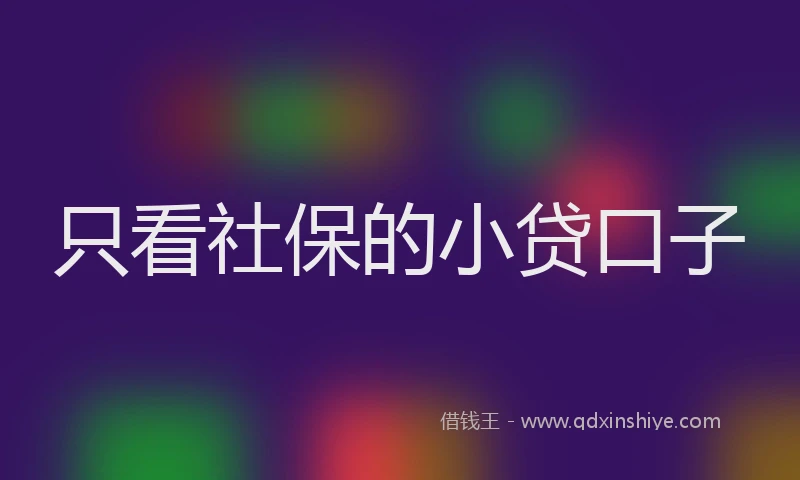 只看社保的小贷口子
