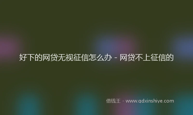 好下的网贷无视征信怎么办 - 网贷不上征信的