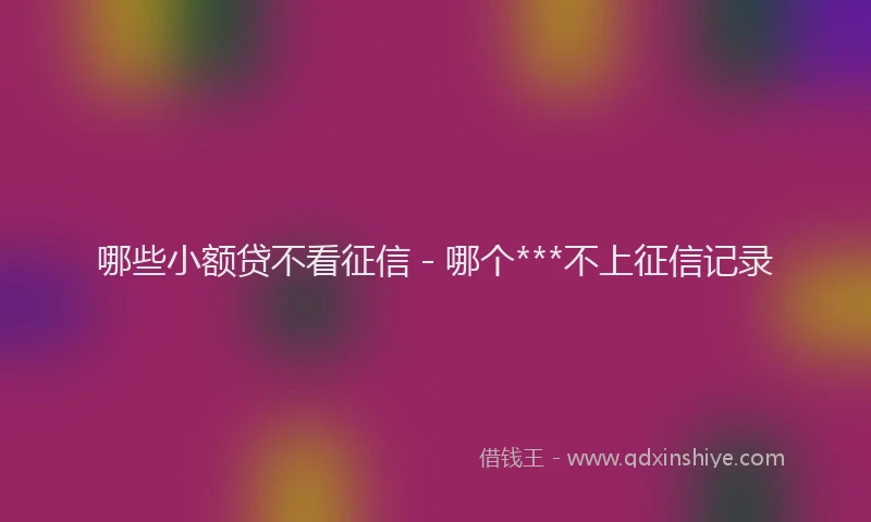 哪些小额贷不看征信 - 哪个***不上征信记录