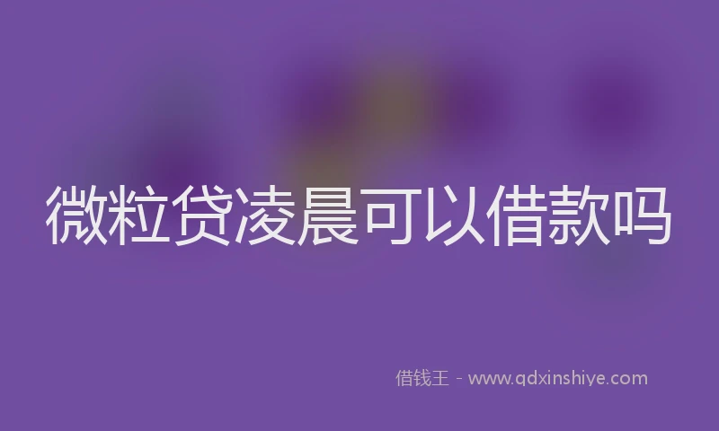 微粒贷凌晨可以借款吗