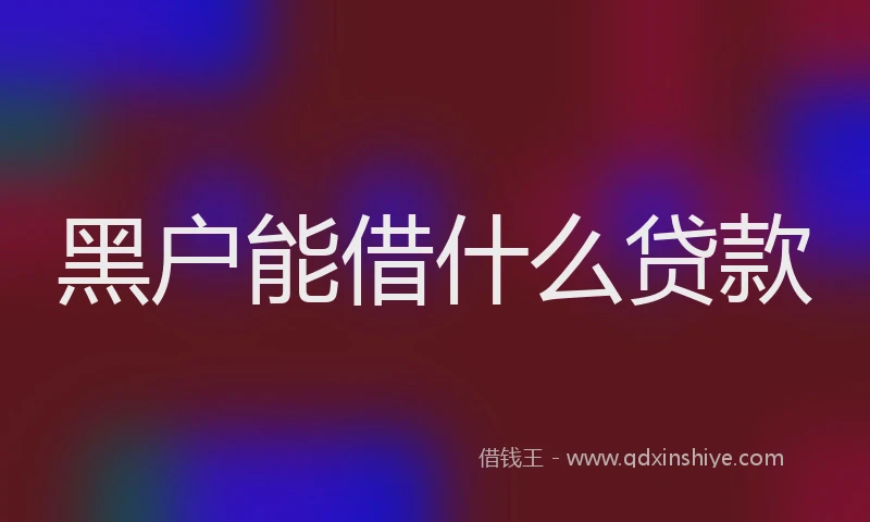 黑户能借什么贷款