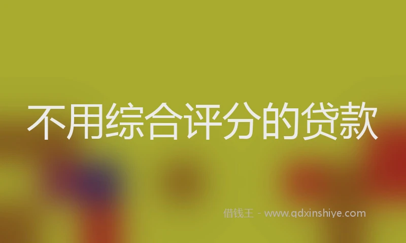 不用综合评分的贷款