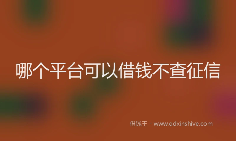 哪个平台可以借钱不查征信