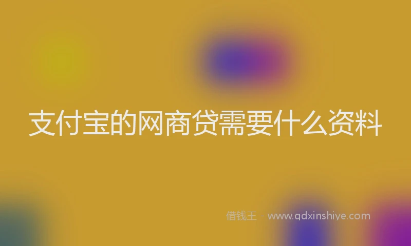 支付宝的网商贷需要什么资料