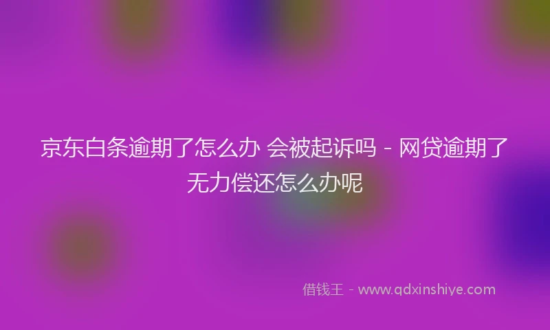 京东白条逾期了怎么办 会被起诉吗 - 网贷逾期了无力偿还怎么办呢