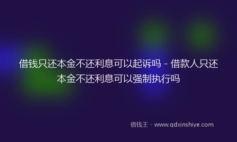 借钱只还本金不还利息可以起诉吗 - 借款人只还本金不还利息可以强制执行吗