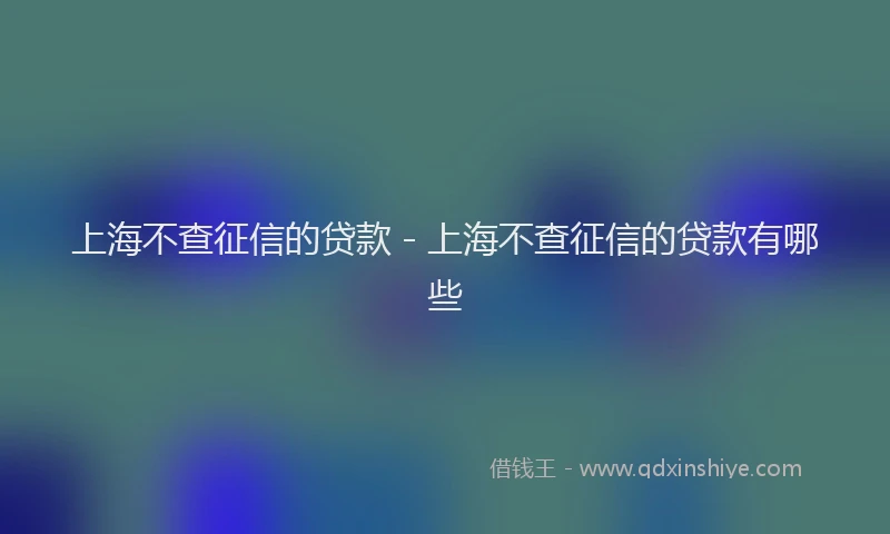 上海不查征信的贷款 - 上海不查征信的贷款有哪些