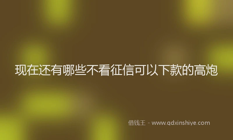 现在还有哪些不看征信可以下款的高炮