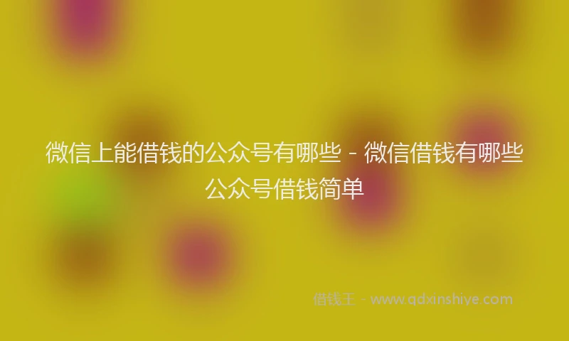 微信上能借钱的公众号有哪些 - 微信借钱有哪些公众号借钱简单
