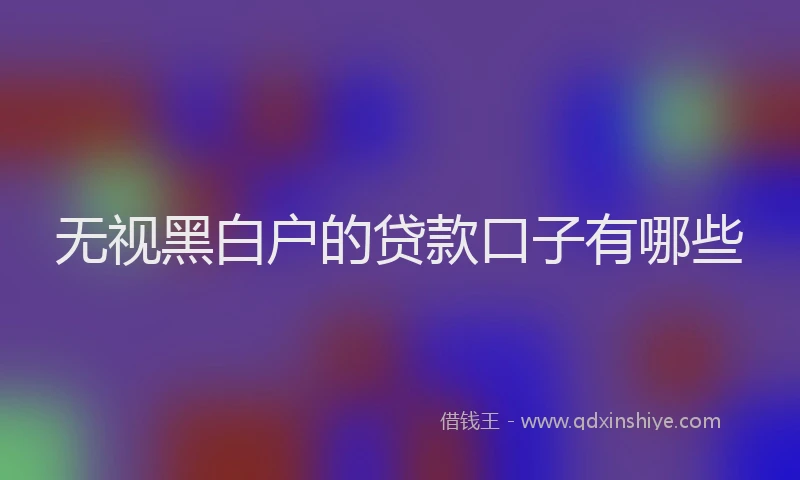无视黑白户的贷款口子有哪些