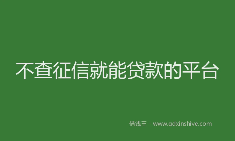 不查征信就能贷款的平台