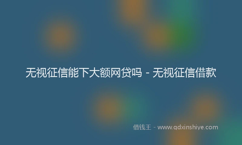 无视征信能下大额网贷吗 - 无视征信借款