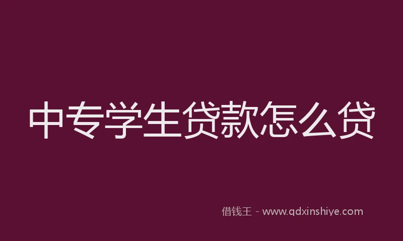 中专学生贷款怎么贷