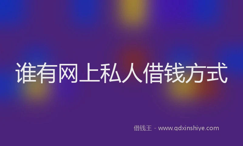 谁有网上私人借钱方式