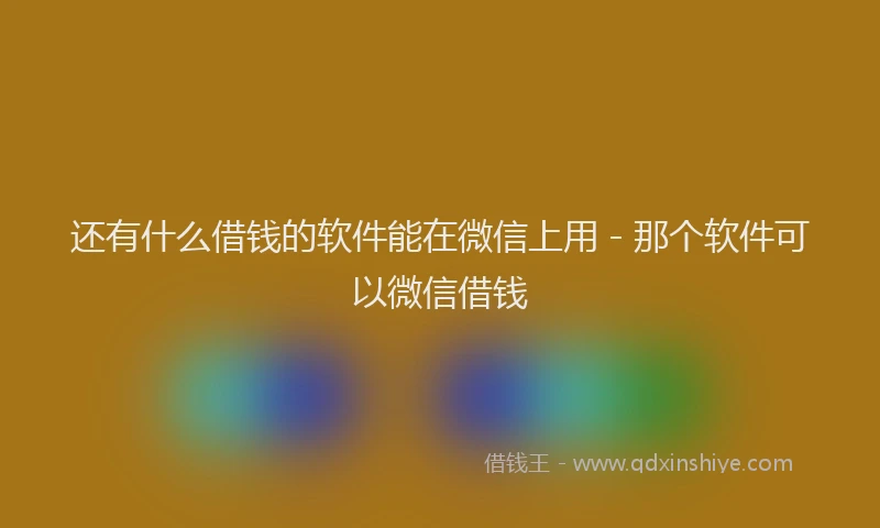 还有什么借钱的软件能在微信上用 - 那个软件可以微信借钱