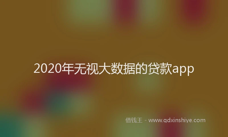 2020年无视大数据的贷款app