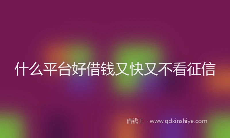 什么平台好借钱又快又不看征信