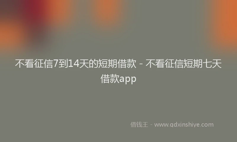 不看征信7到14天的短期借款 - 不看征信短期七天借款app