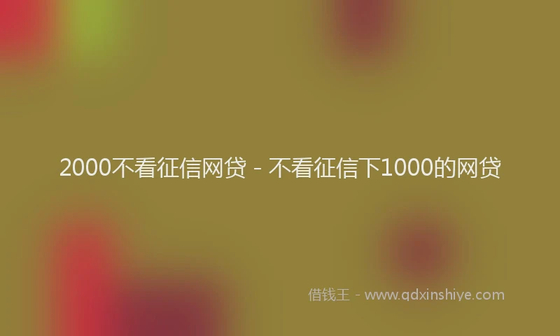 2000不看征信网贷 - 不看征信下1000的网贷