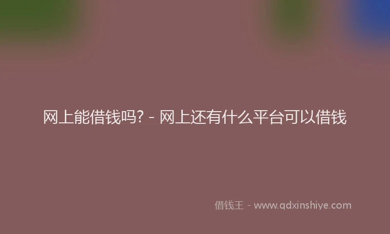 网上能借钱吗? - 网上还有什么平台可以借钱