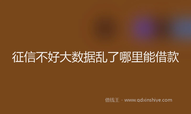 征信不好大数据乱了哪里能借款