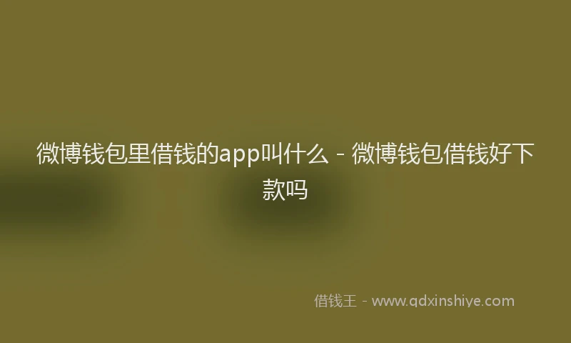 微博钱包里借钱的app叫什么 - 微博钱包借钱好下款吗