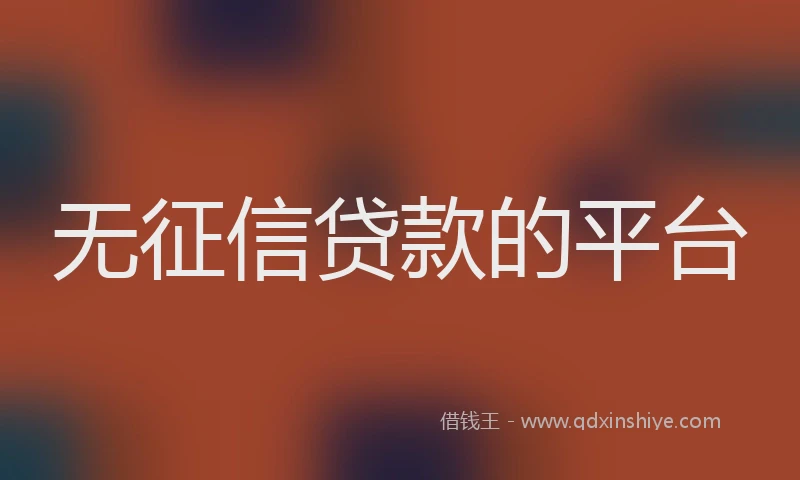 无征信贷款的平台