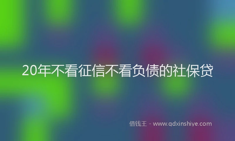 20年不看征信不看负债的社保贷