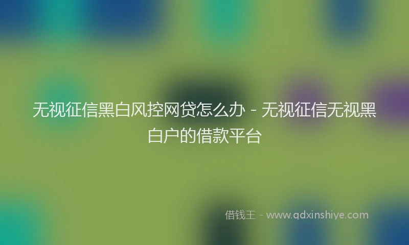 无视征信黑白风控网贷怎么办 - 无视征信无视黑白户的借款平台