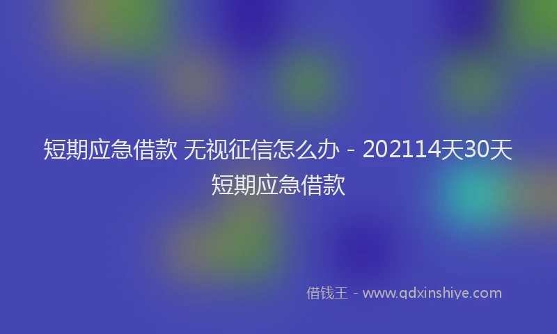 短期应急借款 无视征信怎么办 - 202114天30天短期应急借款