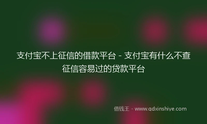 支付宝不上征信的借款平台 - 支付宝有什么不查征信容易过的贷款平台