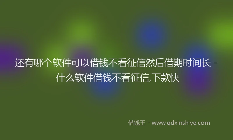 还有哪个软件可以借钱不看征信然后借期时间长 - 什么软件借钱不看征信,下款快