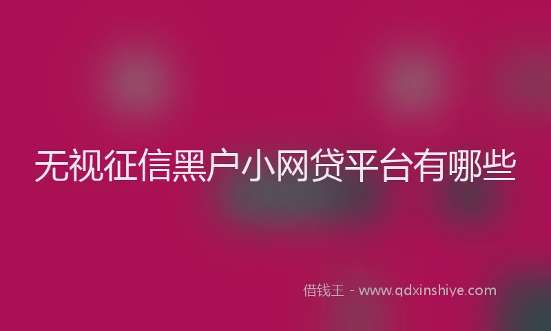 无视征信黑户小网贷平台有哪些