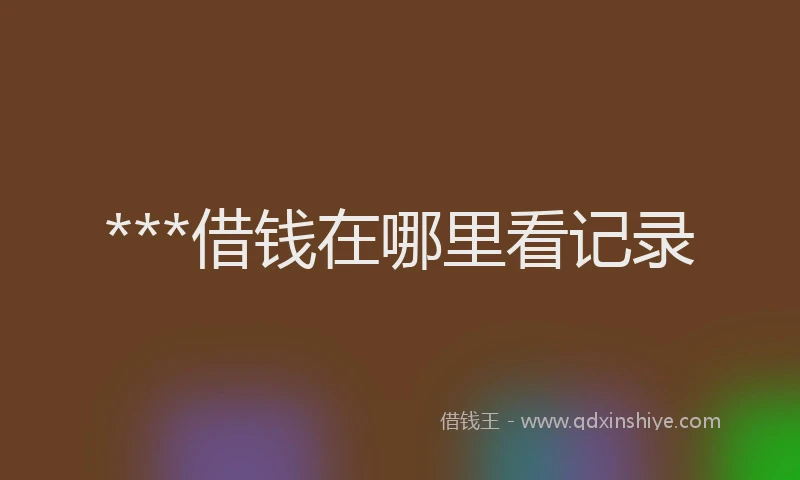 ***借钱在哪里看记录