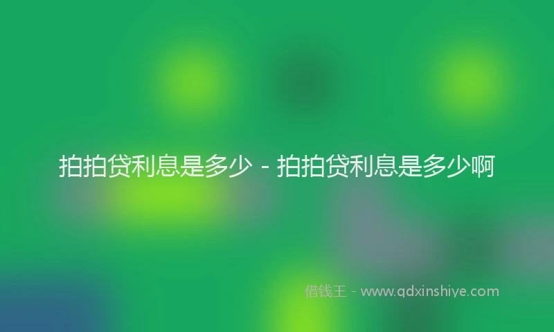 拍拍贷利息是多少 - 拍拍贷利息是多少啊