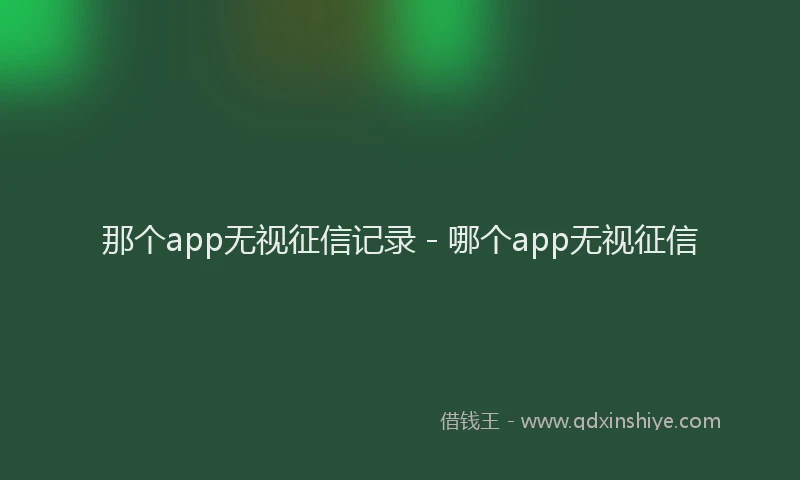 那个app无视征信记录 - 哪个app无视征信