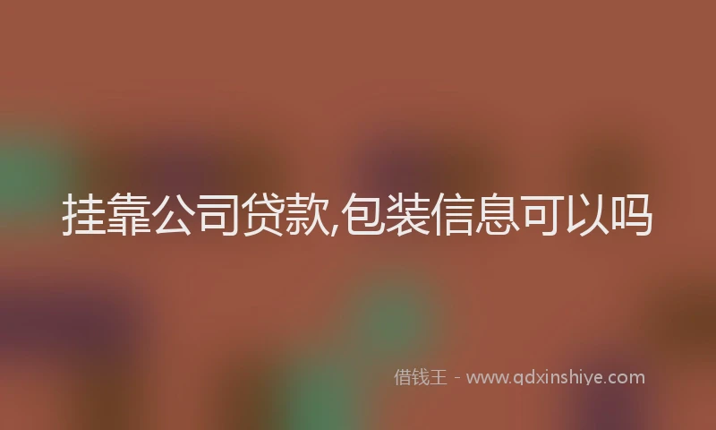 挂靠公司贷款,包装信息可以吗
