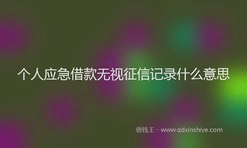 个人应急借款无视征信记录什么意思