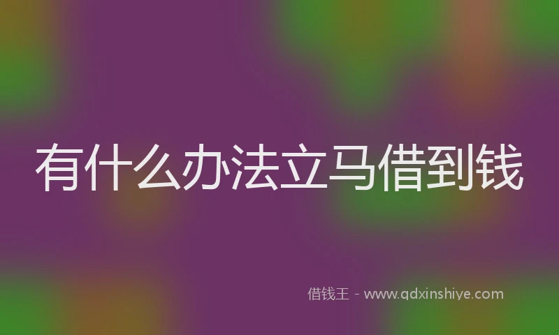 有什么办法立马借到钱