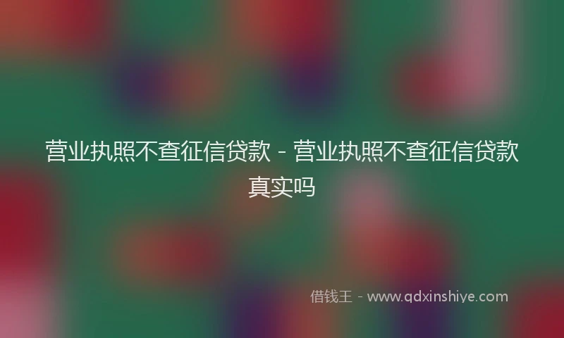 营业执照不查征信贷款 - 营业执照不查征信贷款真实吗