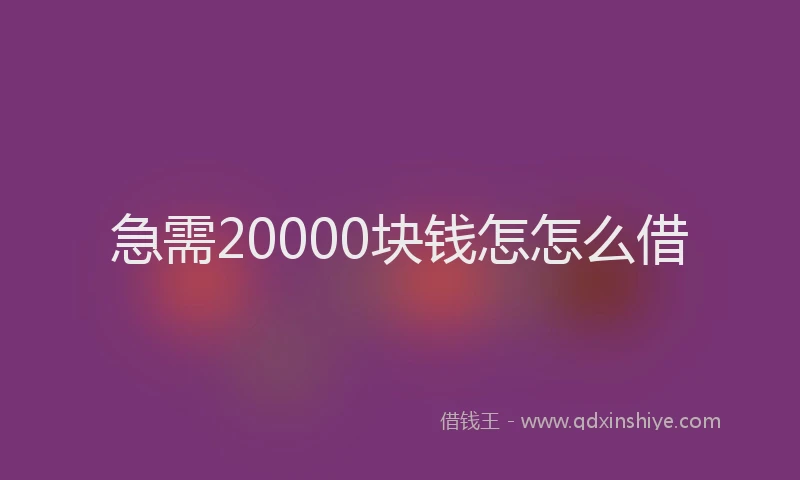 急需20000块钱怎怎么借