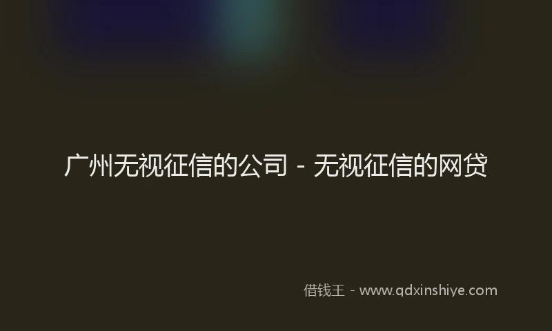 广州无视征信的公司 - 无视征信的网贷